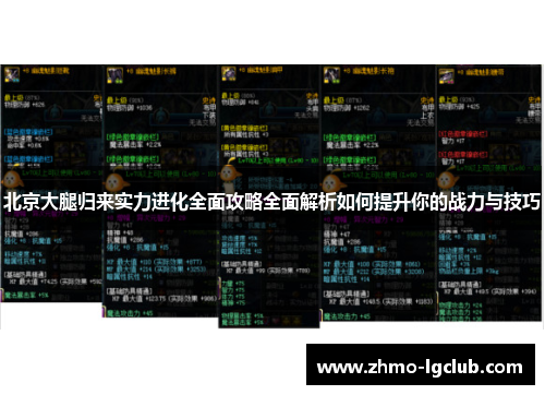 北京大腿归来实力进化全面攻略全面解析如何提升你的战力与技巧